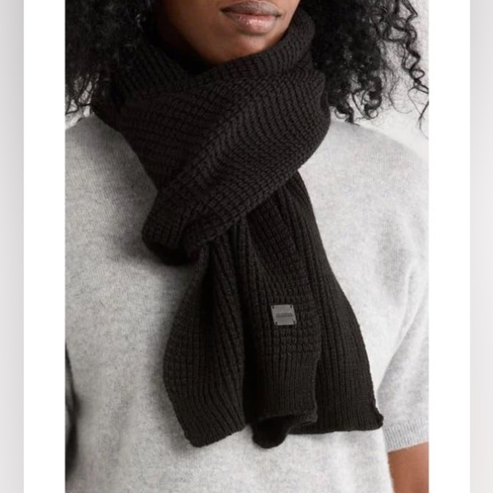 Allsaints Mixed Stitch Scarf Black Womens